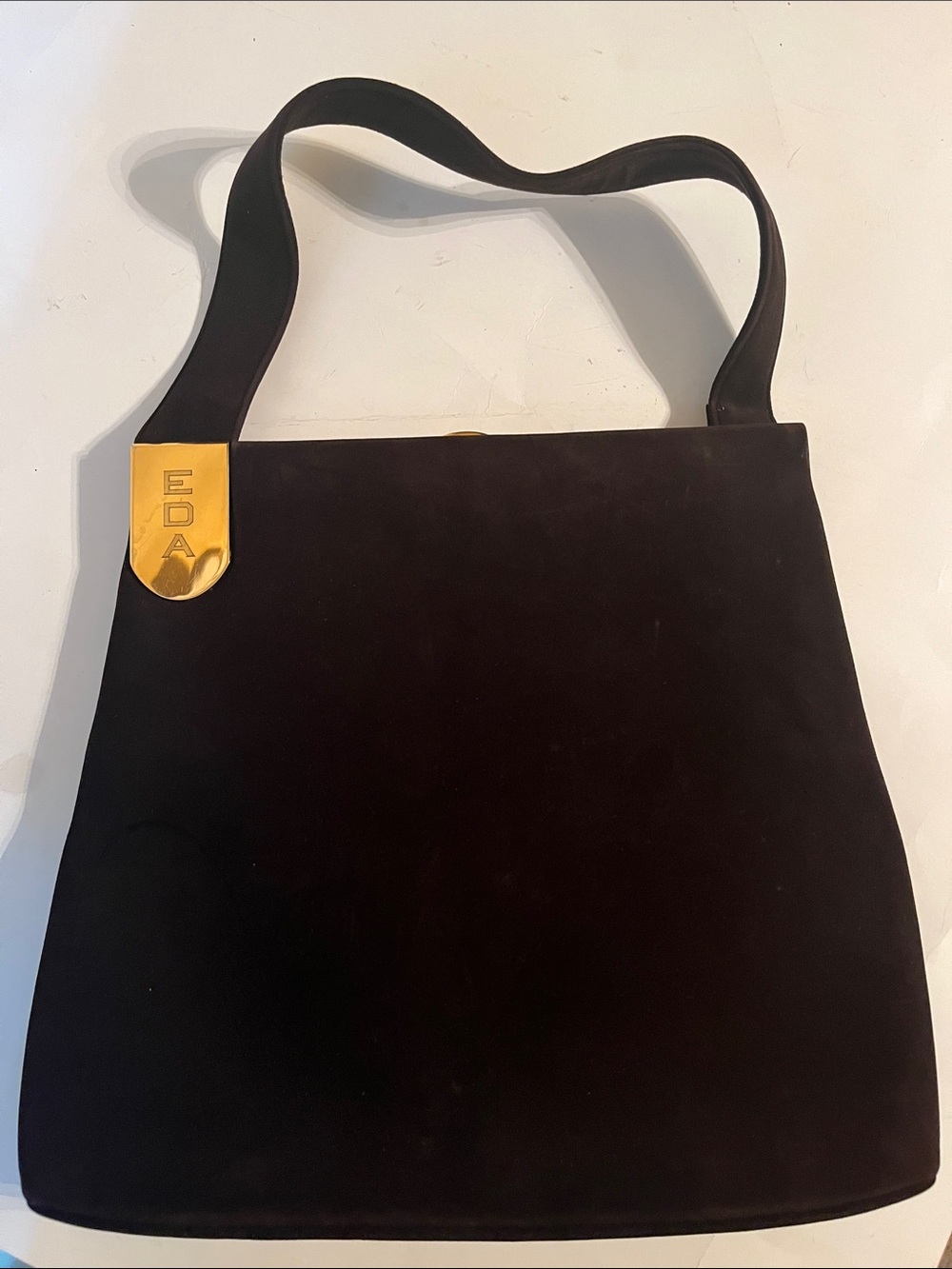 Vtg Koret Brown Suede Handbag koretolope 1950s-1960s kiss lock change purse